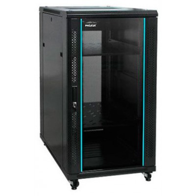 PHASAK ARMARIO RACK SUELO 19" PHASAK PRO 42U 600X1000 NEGRO DESMONTADO INCLUYE 2 BANDEJAS, VENTILACION TECHO, REGLETA 8T RACK, KIT PATAS/RUEDAS Y CERR.SEGURIDAD